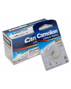 10 Stück Camelion CR1216 [CR1216-BP1] Lithium Knopfzelle Batterie, DL1216, ECR1216, KCR1216, 3V, 25mAh 