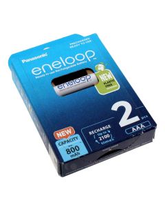 2er Pack Panasonic eneloop AAA HR03 Micro NiMH Akku, 1,2V, 800mAh, BK-4MCDE/2BE