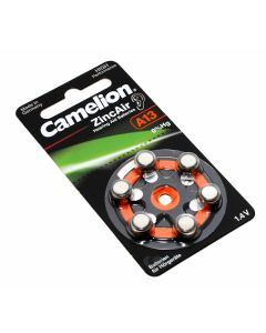 6er Pack Camelion Knopfzelle, Batterie A13, PR48, A13-BP6, für Hörgeräte, 1,4V, 280mAh, 13HPX, R13ZA, L13ZA, ME8Z, ME13Z, AC13, B0134, PR13, 13HP