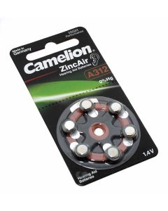 Camelion Knopfzelle, Batterie, A312, PR41, A312-BP6, für Hörgeräte, hearing aid, appareils auditifs, Zink-Luft mit 1,4V und 160mAh im 6er Pack