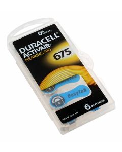 6x Duracell 675 PR44 Hörgerätebatterie Hearing Aid EasyTab Zink/Luft, 1,45V, 630mAh