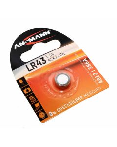 Ansmann LR43 Alkaline Knopfzelle Batterie, AG12, 386A, 1176A, 1,5V, 95mAh