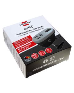 brennenstuhl estilo Sofa-Steckdose mit 1x Euro-Steckdose und 2x USB-Buchse, 1150290