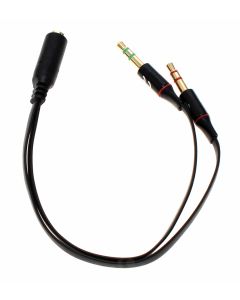 Audio Headset Adapter von Delock mit 1x 3,5mm 4 Pin Klinkenbuchse auf 2x 3,5mm 3 Pin Klinkenstecker, Hersteller Artikelnummer 65967