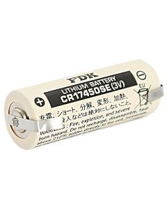 FDK (Sanyo) CR17450SE (CR17450SE-LFU)  A Lithium-Mangandioxid Batterie, Flat Top, Industriezelle, U-Lötfahne mit 3 Volt und 2500 mAh Kapazität