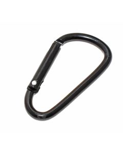 Einfacher Karabinerhaken Metall Schnappverschluss schwarz, L 45,5mm, B 23,7mm, H 3,4mm