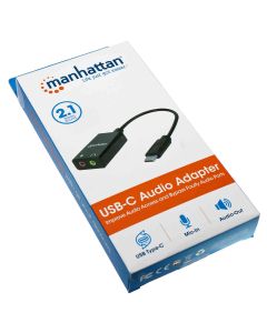 Manhattan Audioadapter Soundkarte mit USB-C Stecker auf 3,5 mm Klinkenbuchsen für Mikrofoneingang und Audioausgang, Hersteller Artikelnummer 153317