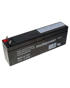 Multipower MP2.4-12C Blei Akku AGM, Zyklenfest, 4,8mm Faston Anschluss, 12 Volt, 2,4Ah