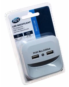 REV LED-Nachtlicht mit USB-Ladegerät und Dämmerungsautomatik, 0029470102