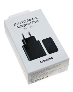 Samsung EP-TA220 USB-C USB-A Schnellladegerät 35W schwarz, EP-TA220NBEGEU, Ladeadapter Netzteil