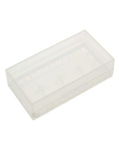Stabile Transportbox, AccuSafe, Aufbewahrungsbox aus Kunststoff geeignet für bis zu 2 Akkus, Batterien vom Typ 18650,bis 65,5mm Länge, in Farbe transparent