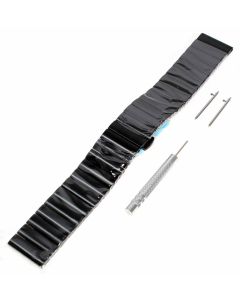 Alternatives Ersatz Uhren Armband (Watch band) für Samsung Gear S3 u.a. Smartwatches, Fitnesstracker aus Edelstahl in der Farbe schwarz, mit 22mm Breite