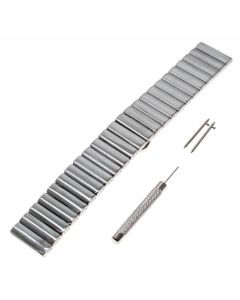 Alternatives Ersatz Uhren Armband (Watch band) für Samsung Gear S3 u.a. Smartwatches, Fitnesstracker aus Edelstahl in der Farbe silber, mit 22mm Breite