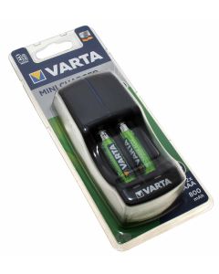 Varta Mini Charger, NiMH Akku-Ladegerät für bis zu 2 Micro AAA oder Mignon AA, inkl. 2 Stück AAA Akkus mit 800mAh