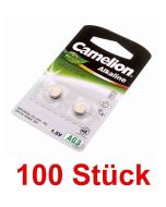 100 Stück 2er Pack Camelion AG3 Alkaline 1,5V Knopfzelle Batterie AG3, LR41, 192, SR41W, GP92A, 392, 28mAh