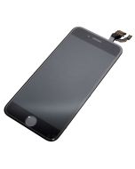 LCD Retina Display Bildschirm für iPhone 6 mit Glas Scheibe in schwarz, das Display ist vormontiert mit Front Kamera, Licht Sensor, Hörmuschel, Mikrofon und Home Button mit Flex Kabel