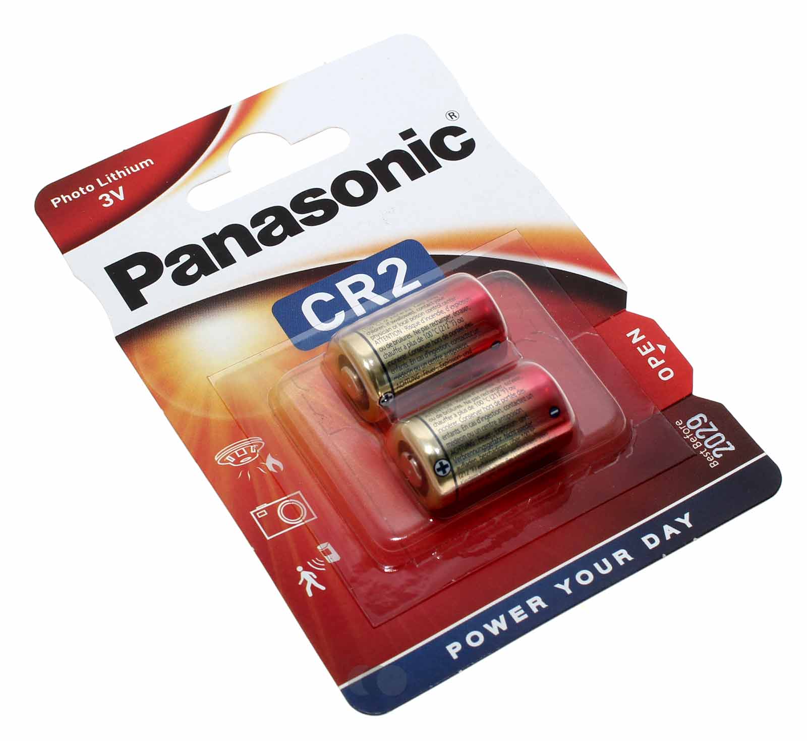 EOL - 2x Panasonic CR2 Lithium Foto Batterie | CR17355 KCR2 5046LC | CR-2L/2BP | 3V 850mAh