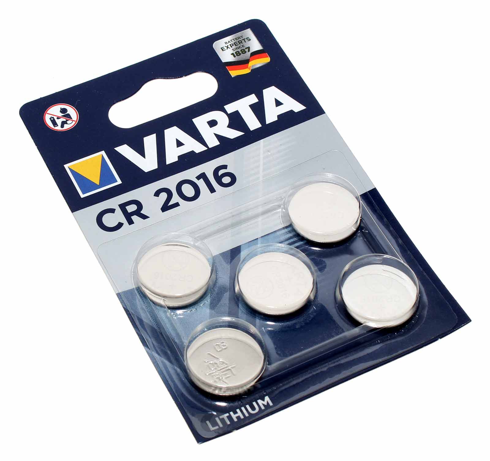 5x Varta CR2016 Lithium Knopfzelle Batterie für Uhren Autoschlüssel u.a