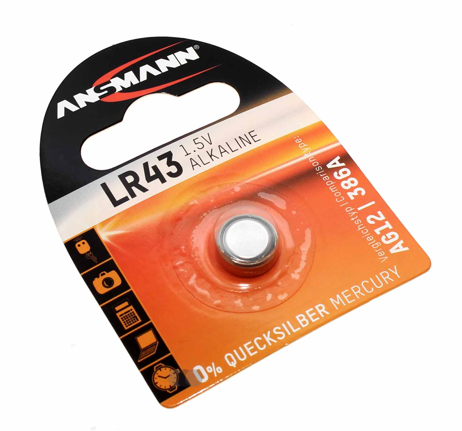 Camelion Alkaline-Knopfzelle AG12 (LR43) – 1,5 Volt, Für Autoschlüssel, Taschenrechner, Laserpointer & Mehr