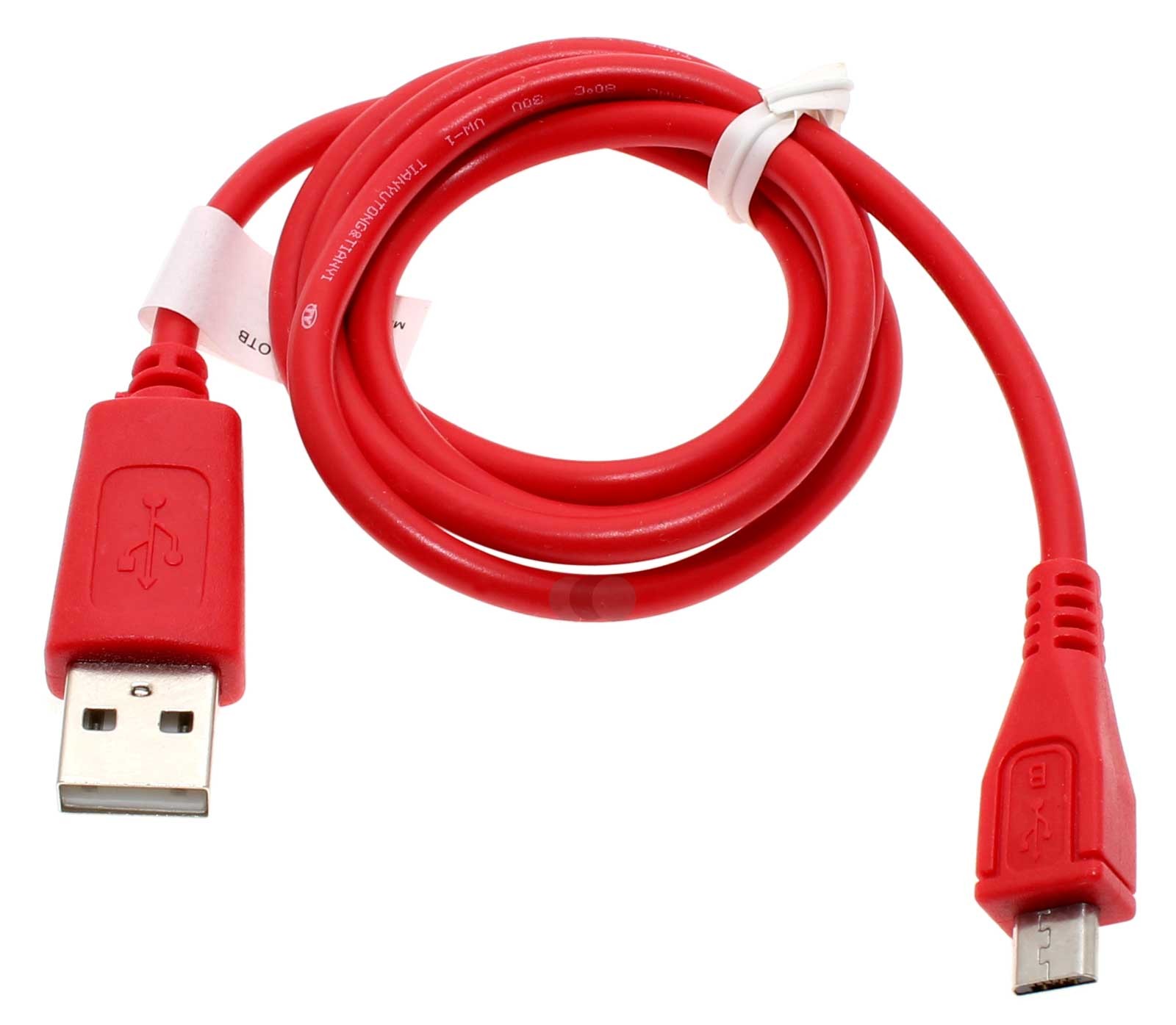 Rotes, 0,95m langes USB-Datenkabel und Ladekabel, USB 2.0 Typ A auf Micro-USB, für Smartphone, Handy, Tablet u.a.
