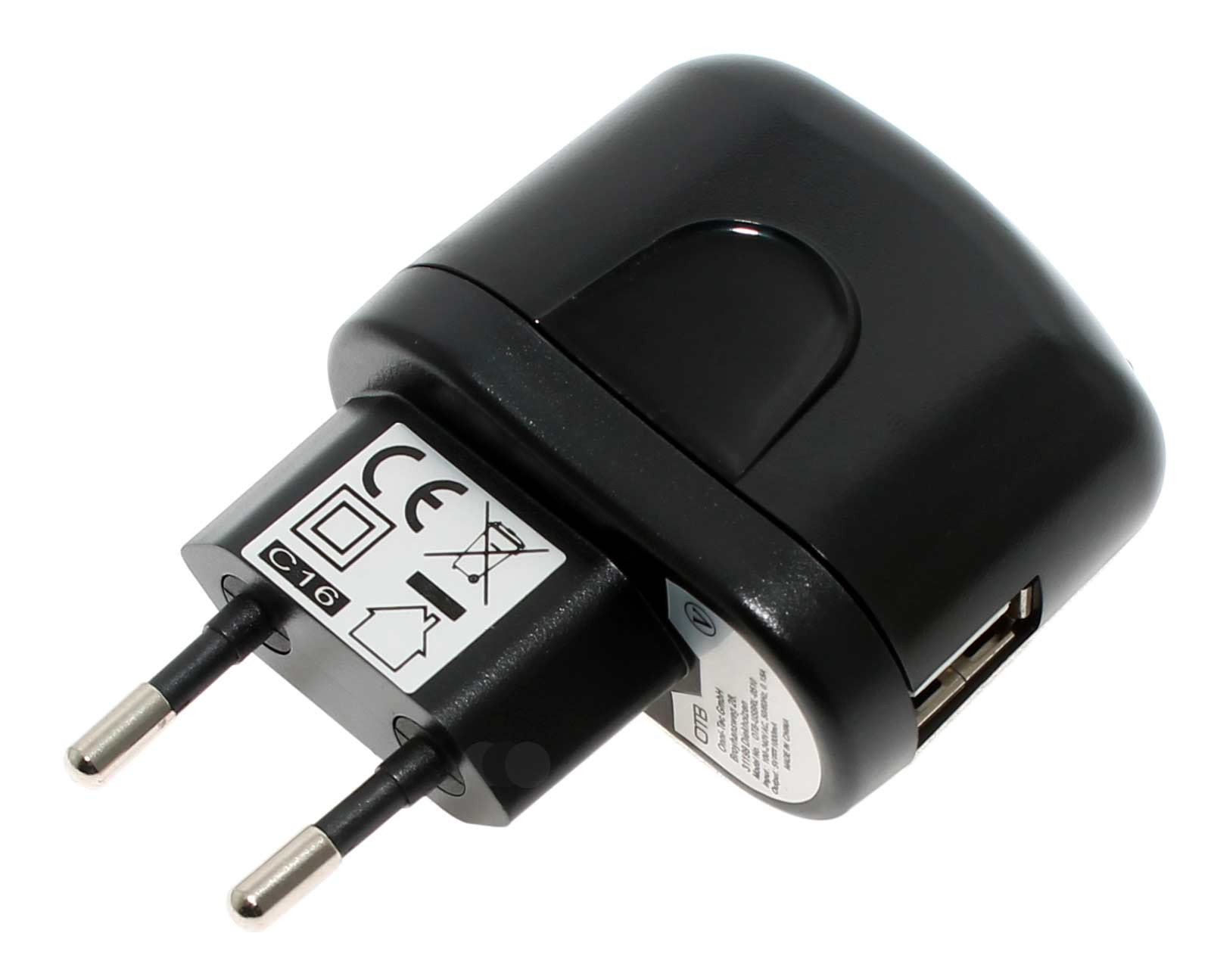 1000mA USB Ladeadapter | schwarz | Ladegerät Netzteil Steckdose Strom