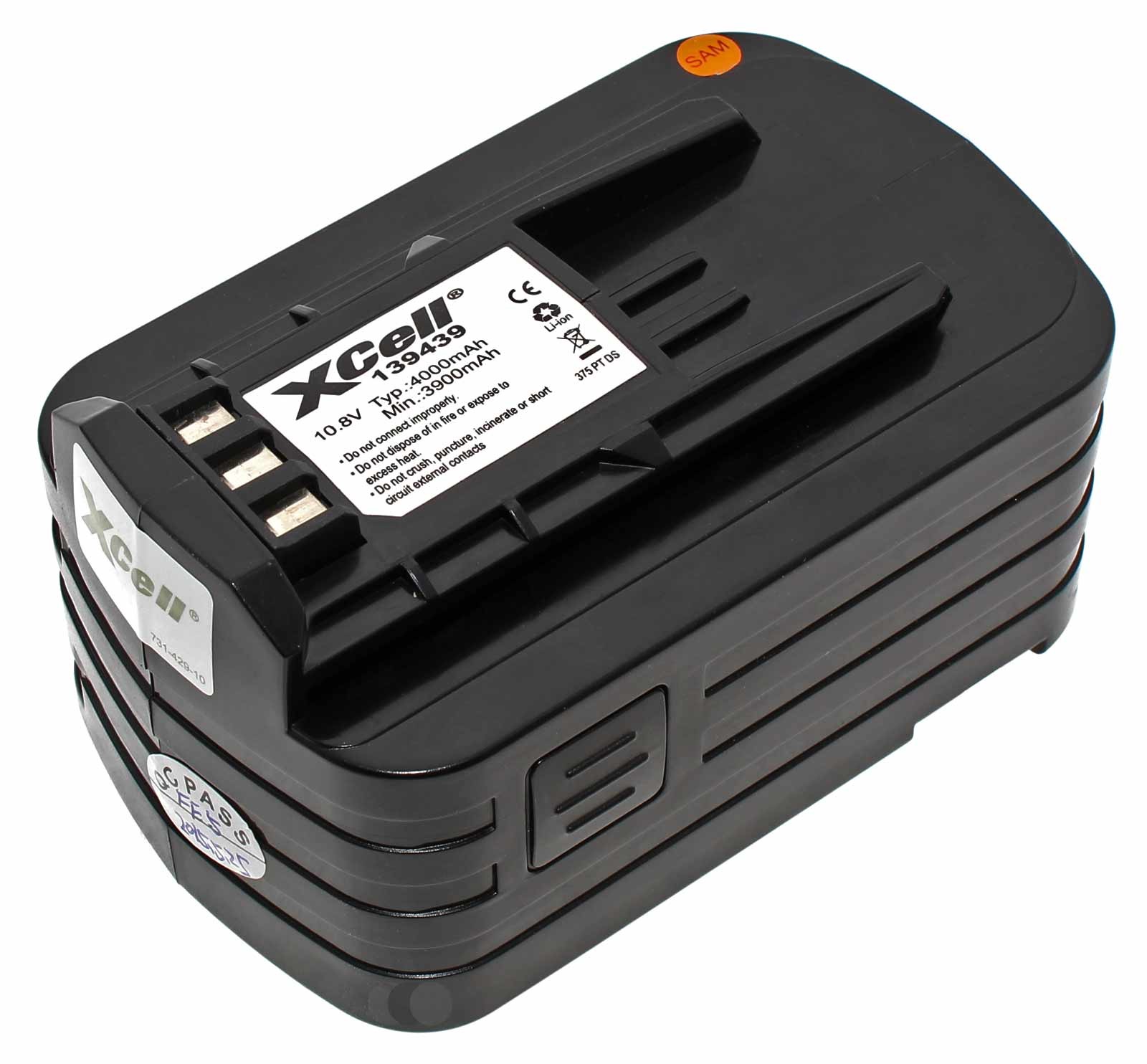 XCell Werkzeug-Akku Lithium-Ionen für Festo T 12+3 Akkuschrauber mit 10,8 Volt und 4000mAh Kapazität, ersetzt den Original-Akku Festo BPS12Li, 495479