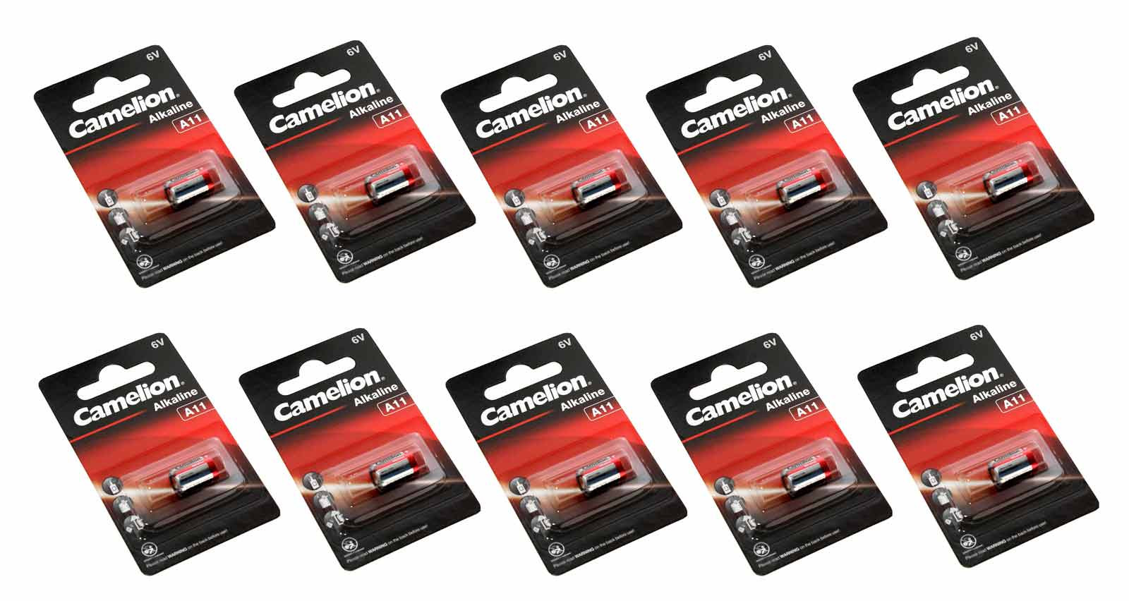 10x Camelion A11 Alkaline Batterie Remote Control Fernbedienung, LR11A, E11A, G11A, V11A, 6V, 38mAh