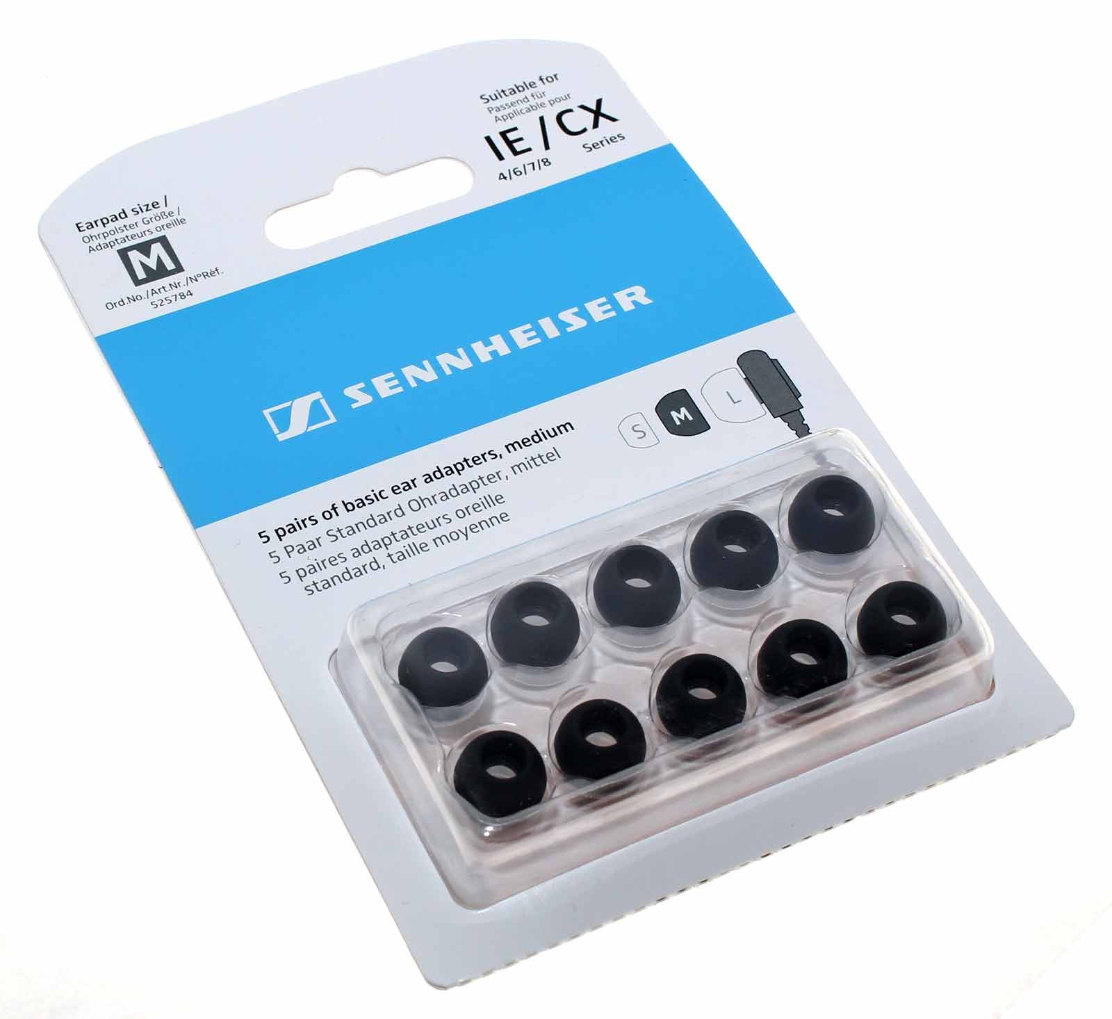 10x Sennheiser 525784 Ohradapter, Ohrpolster für CX 300 400 500 IE 6 IE 7 IE 8 u.a., Gr. M, schwarz