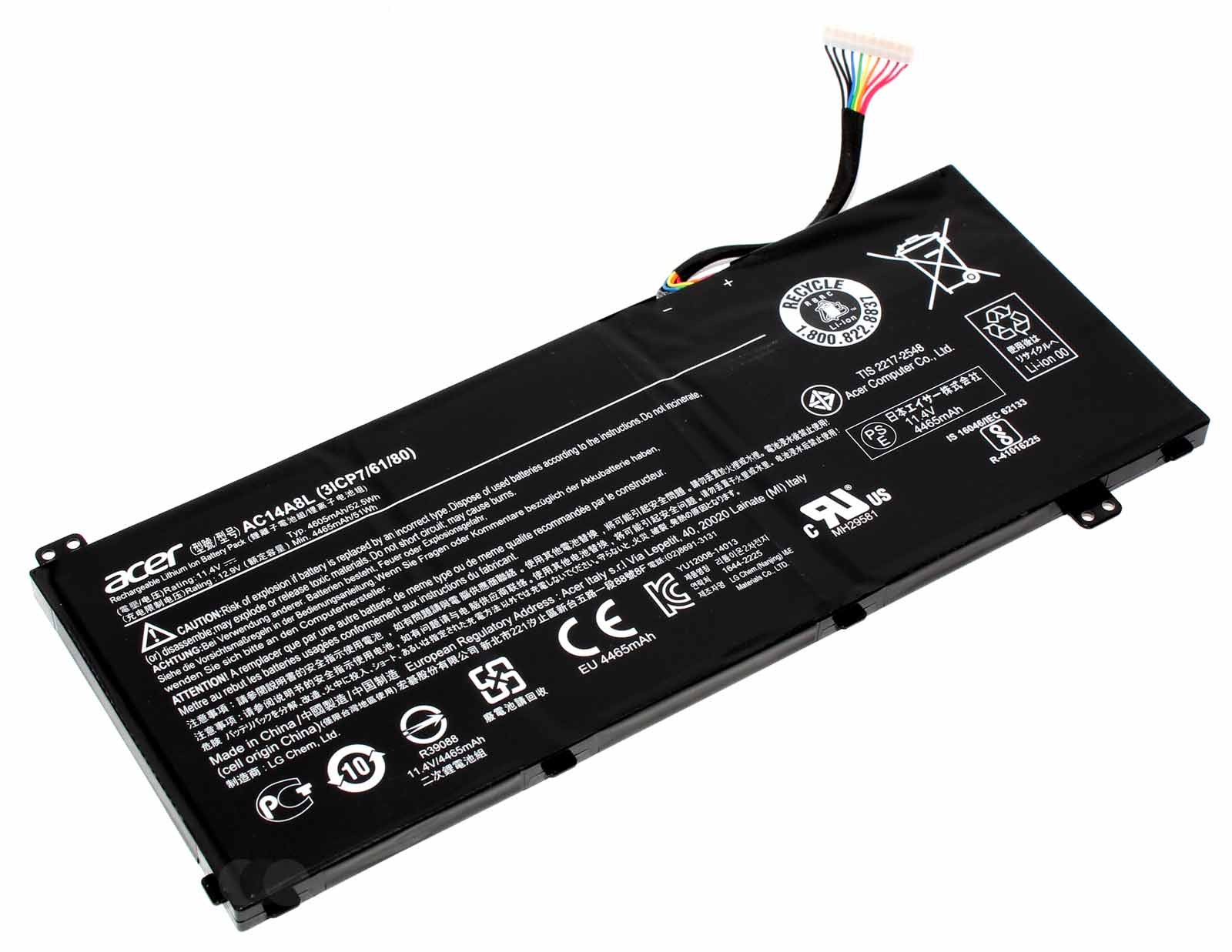 Original Akku für Acer Aspire Nitro VN7-791G, VN7-591G, VN7-571G Serie mit 11,4 Volt und 4465mAh, Modell KT.0030G.001, AC14A8L(3ICP7/61/80)