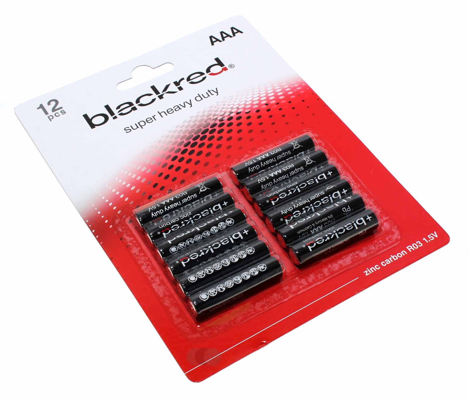 12er Pack blackred AAA Micro LR03 Batterien R03, AM4, MN2400, E92, 1,5V, 160mAh