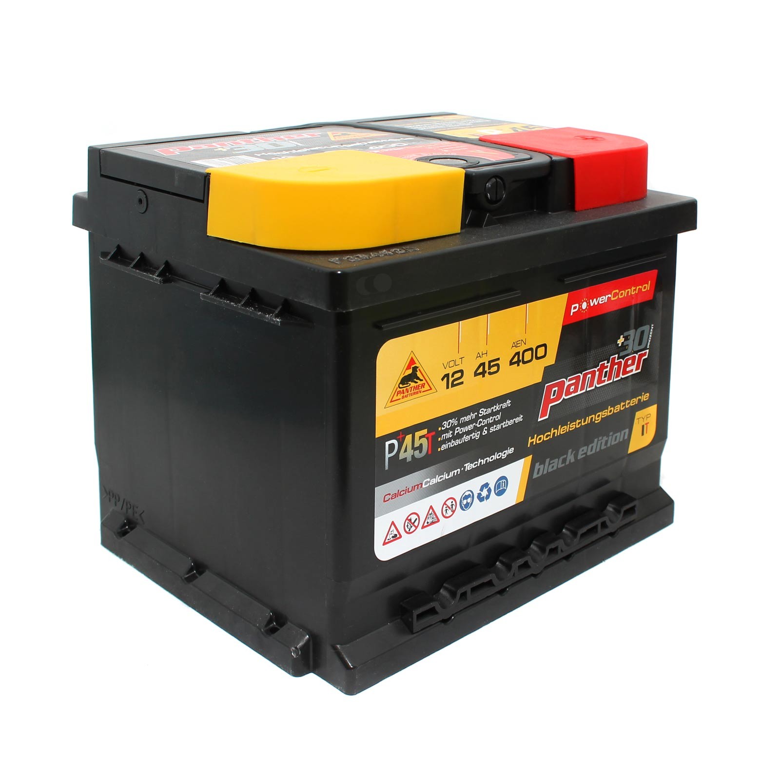 12V 45Ah 400A Auto Batterie Panther Black Edition P 45T Power Control 30