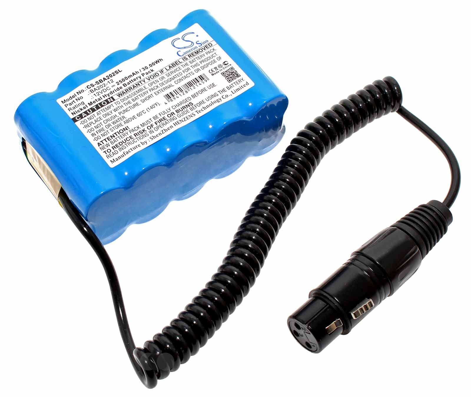 12V Akku passend für Sennheiser BA202-SYS, HMDC 200, HMEC KDHC22, BA202-12, 2500mAh