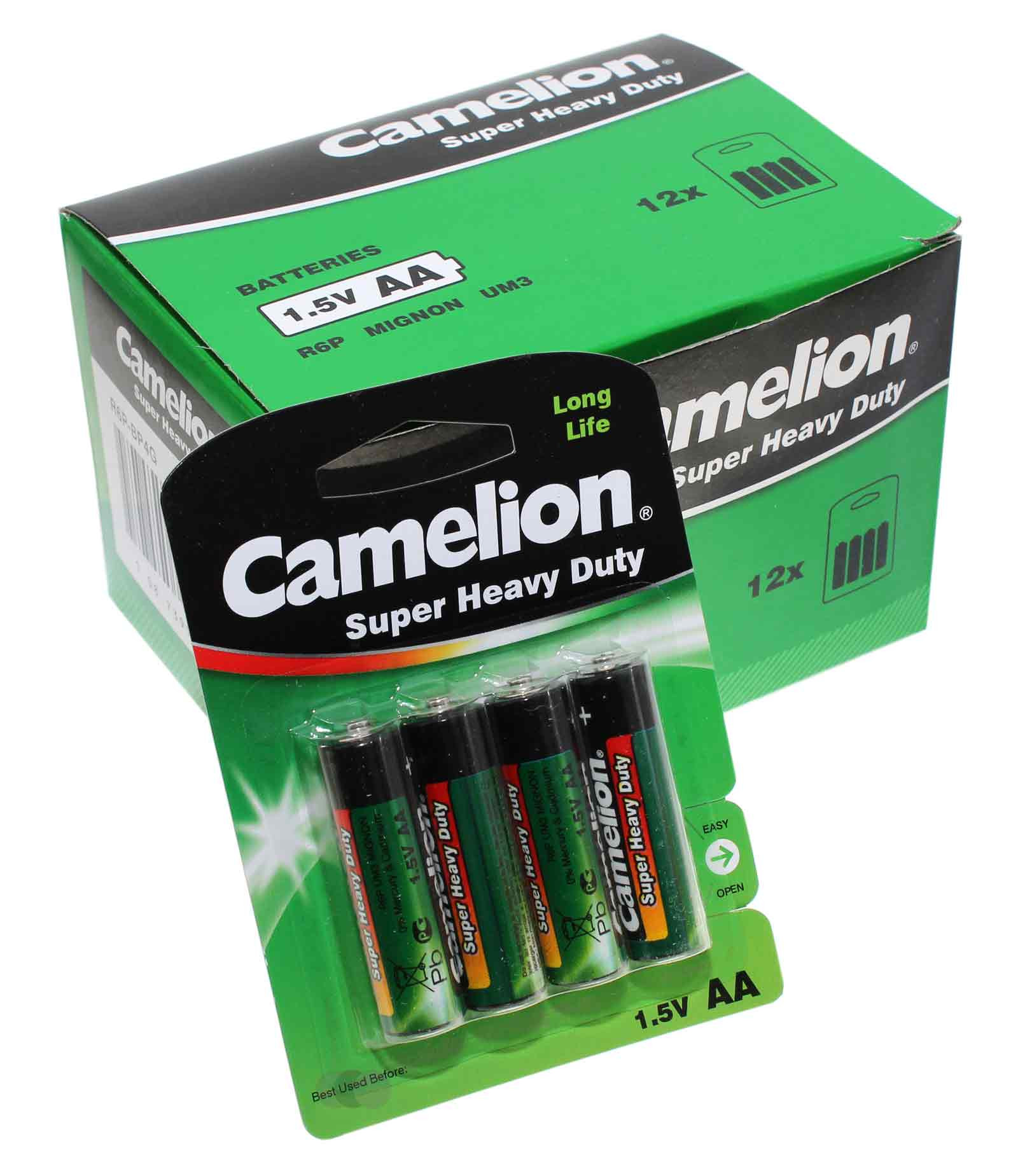 12x 4er Pack Camelion Super Heavy Duty AA Mignon Batterie, 1,5V, 1220mAh, R6P-BP4G, R6P, UM3