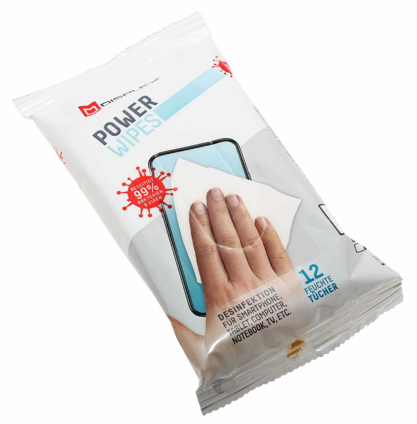 12x Displex feuchte Reinigungs- Desinfektionstücher für Display von Smartphone, Tablet, Monitor, TV