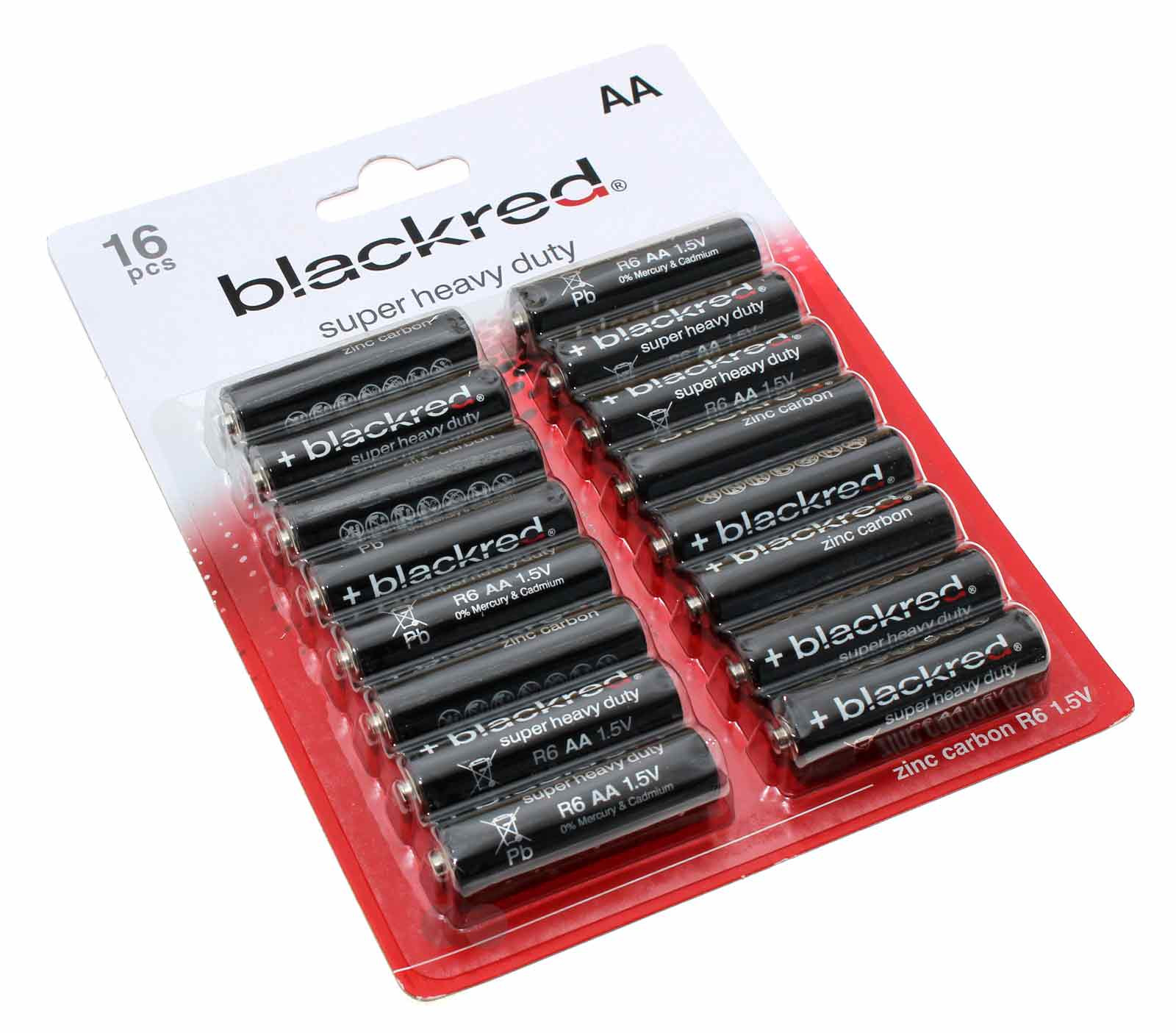 16er Pack blackred AA Mignon R6 Batterien, LR6, AM3, MN1500, E91, 1,5V, 960mAh