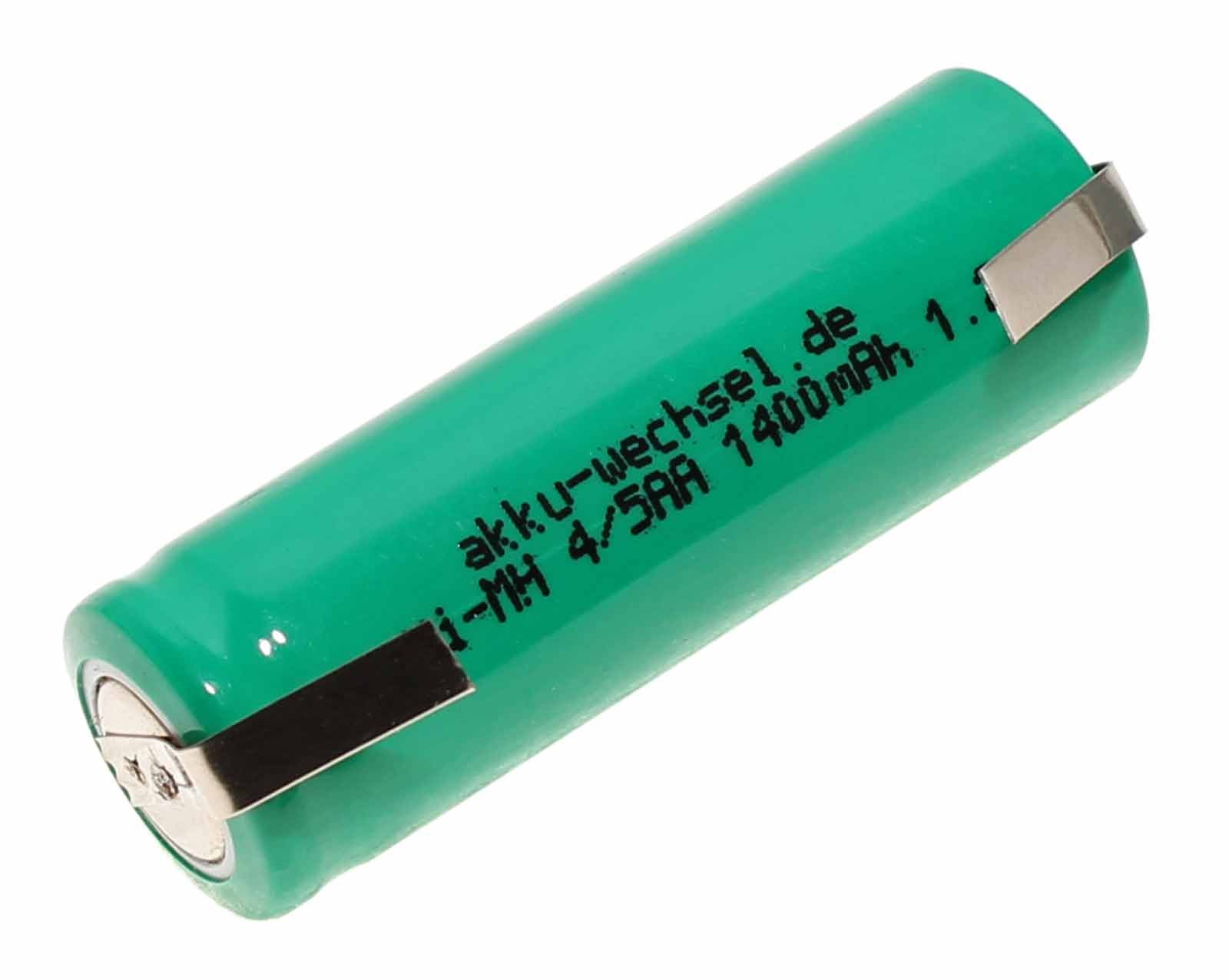 1,2V 4/5 AA NiMH-Akku mit U-Lötfahne 1400mAh für Zahnbürsten, Rasierer und andere Geräte