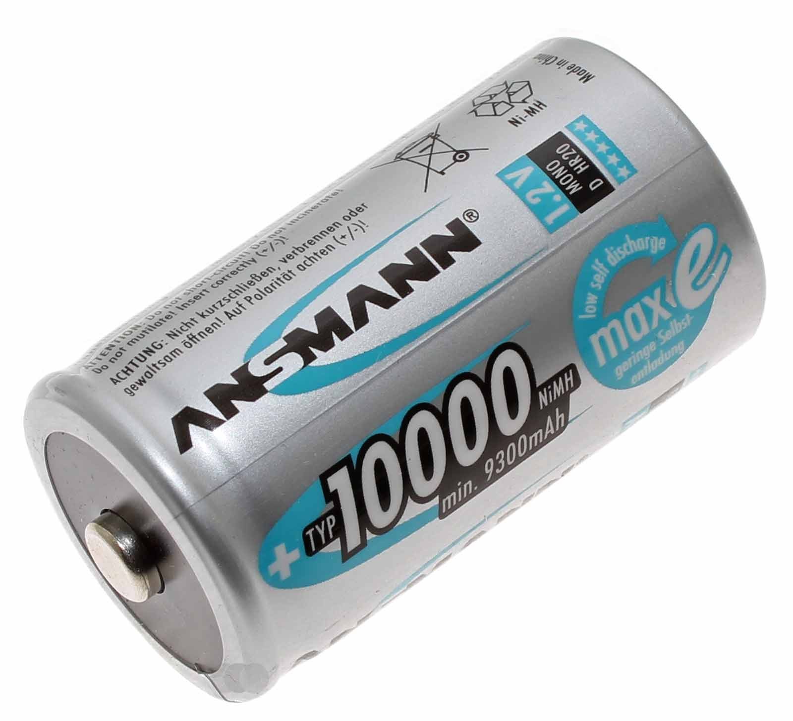 Ansmann NiMH Akku Batterie Mono D Typ 10000 mit 1,2 Volt und min. 9300mAh Kapazität