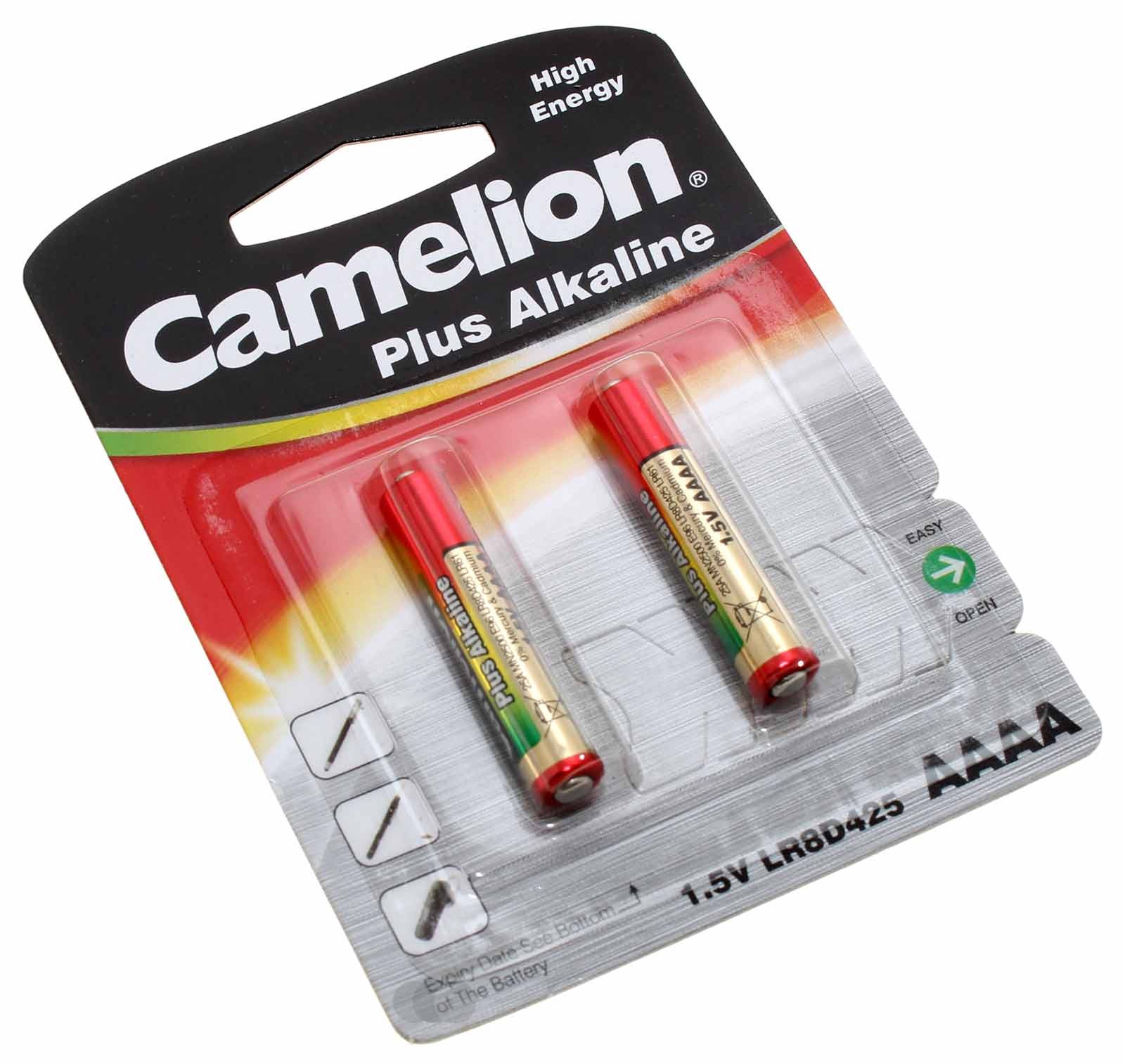 2er-Pack Camelion Plus Alkaline Batterie, Typ AAAA, LR61 mit 1,5 Volt und 580mAh Kapazität