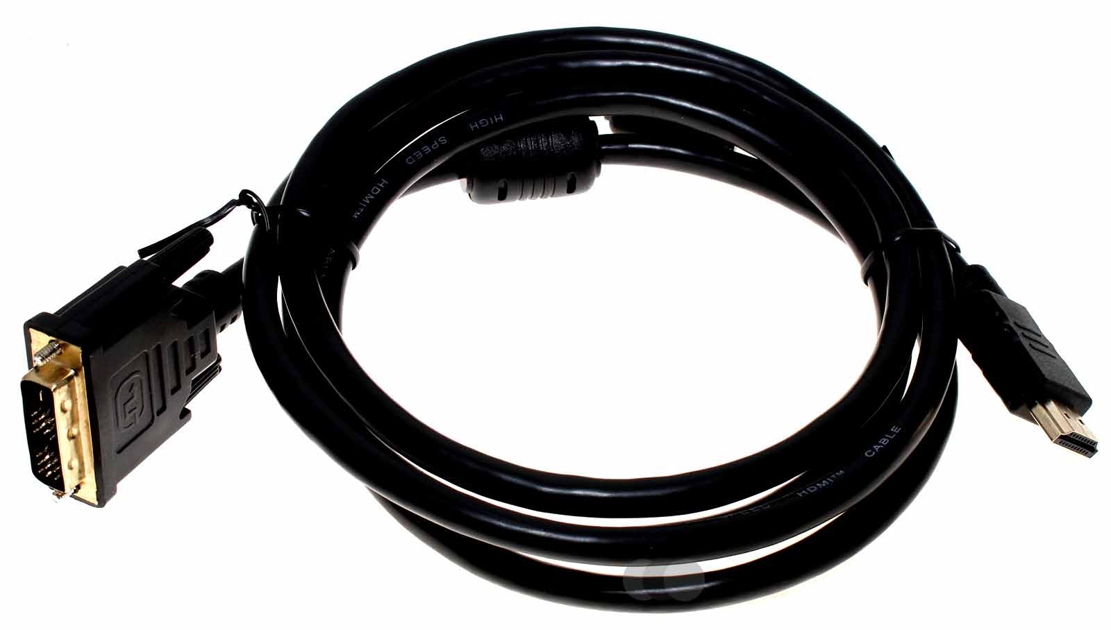 1,8 Meter Rundkabel mit HDMI-A Stecker auf DVI-D Stecker (Single Link 18+1) in Farbe schwarz