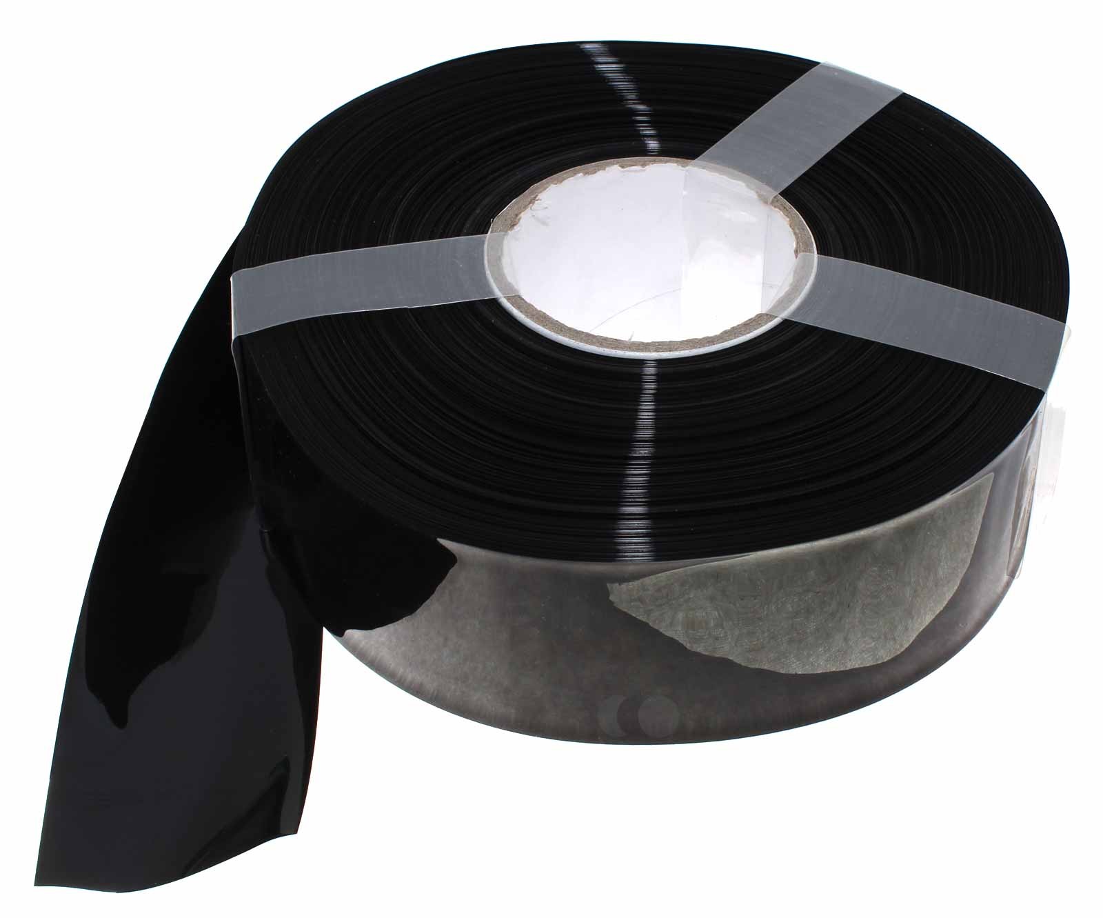 1 Meter Hart PVC Schrumpfschlauch 62mm Flachmass, 0,08mm Wandstärke, schwarz