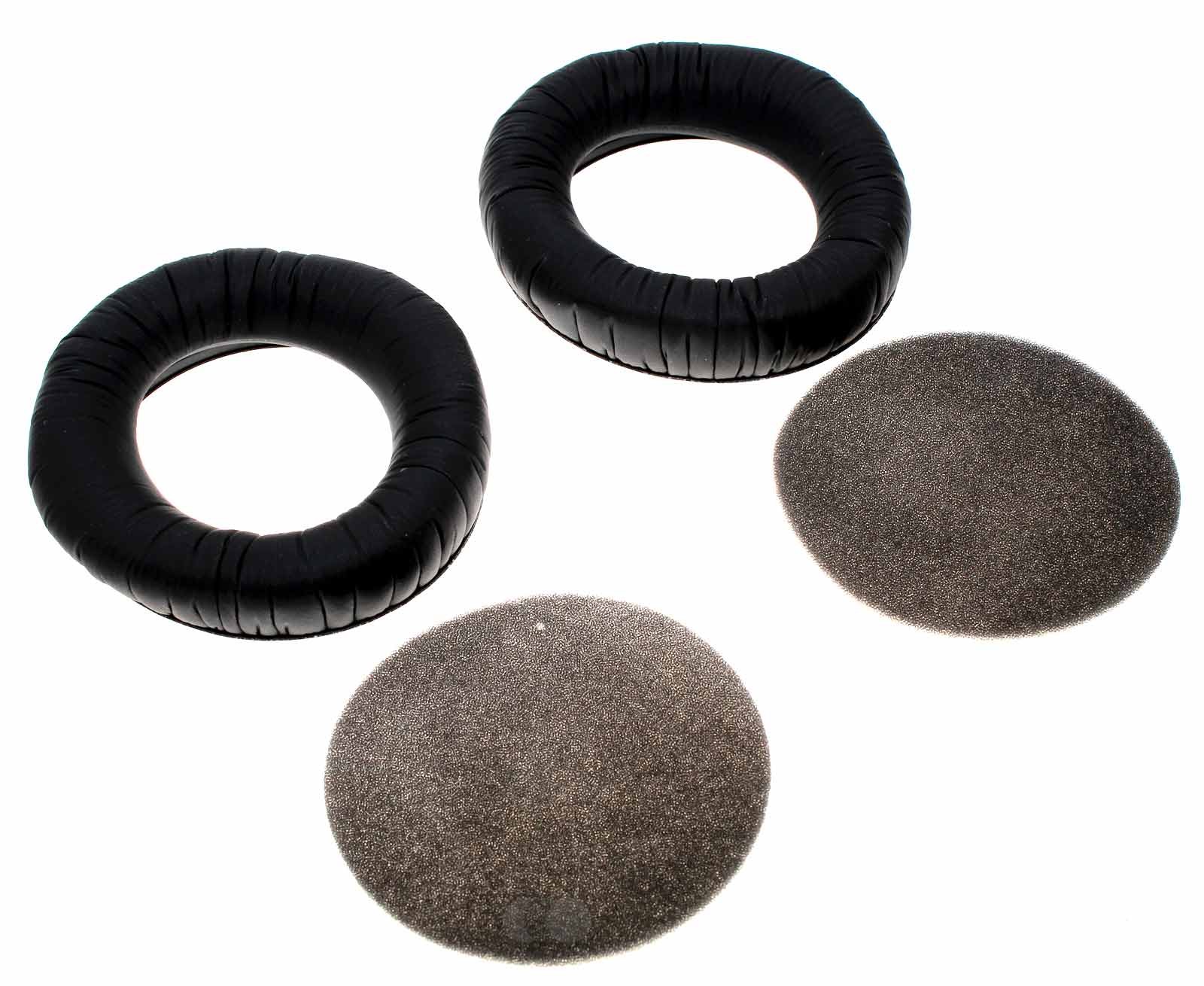 1 Paar Sennheiser 040407 Ohrpolster aus Kunstleder mit Trägerring und Schaumnetzscheibe für HD 520, HD 530 Kopfhörer, schwarz