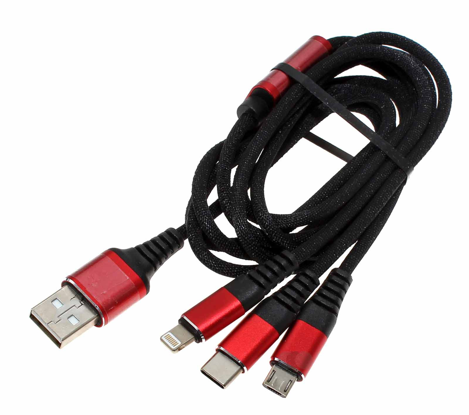 1m Delock 3 in 1 USB Ladekabel für Lightning, Micro USB, USB Type-C Anschlüsse, 85892