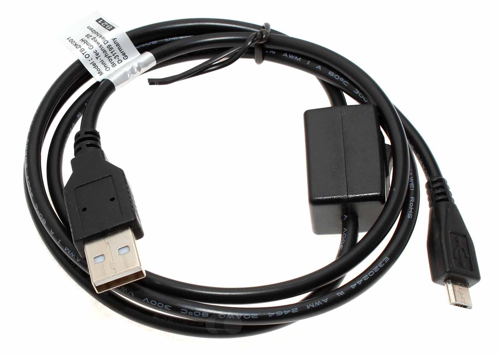 1 Meter langes USB Ladekabel inkl. AN/AUS Schalter am Kabel zum einfachen Trennen der Verbindung ohne den Stecker aus dem Endgeräten ziehen zu müssen in Farbe schwarz