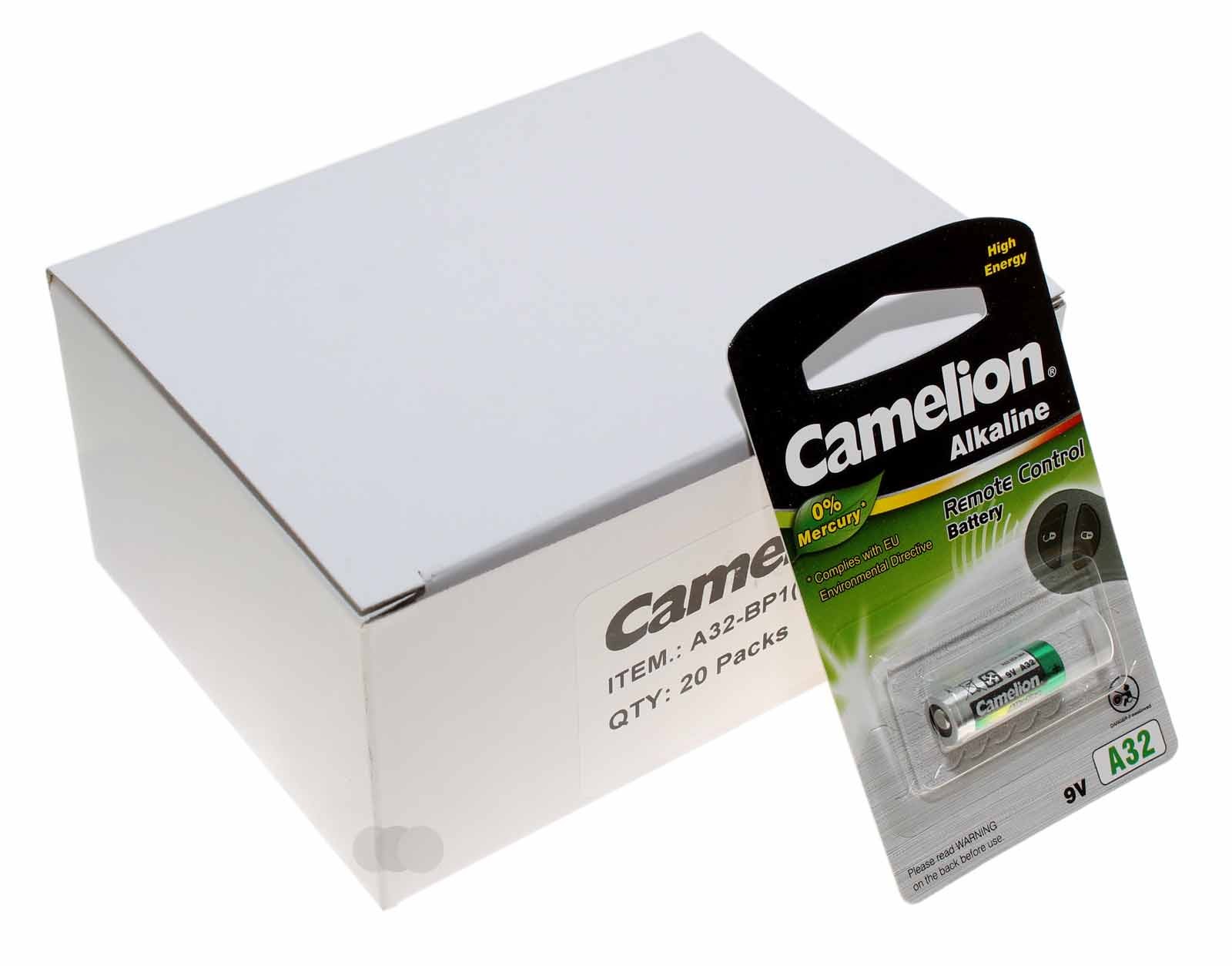 20 Stück Camelion A32 Batterie LR32A, 32AE, A32S, P32GA, EPX32, KX32, RPX32, EL822, 9V, 26mAh