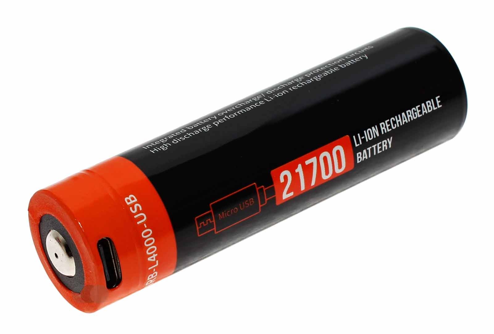 21700 Li-Ion Akku mit USB Typ-C Ladebuchse mit 3,7 Volt Spannung und 4000mAh Kapazität