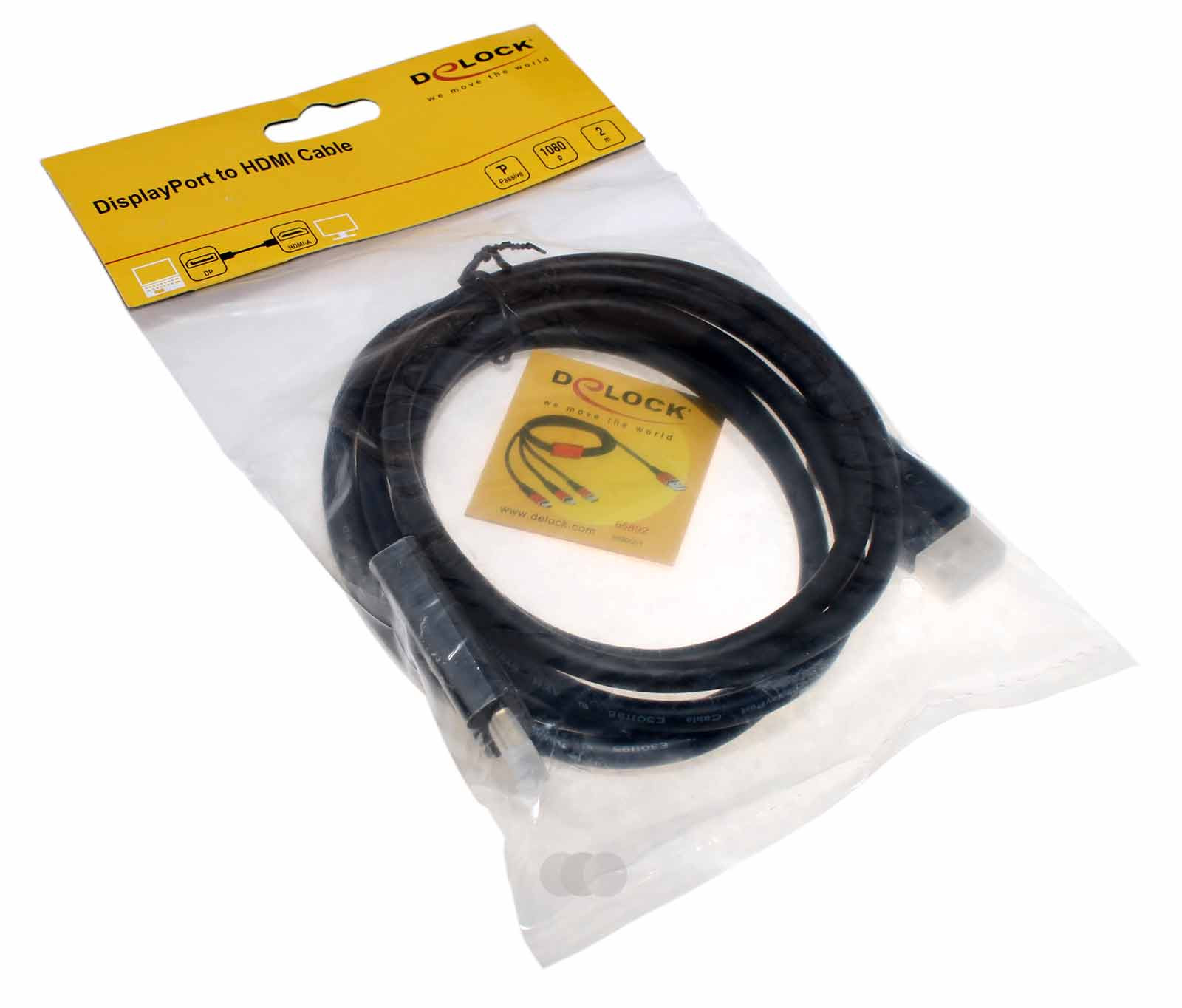 2m Delock Monitor Kabel, DisplayPort 1.1 Stecker auf High Speed HDMI-A Stecker passiv, schwarz, 82587
