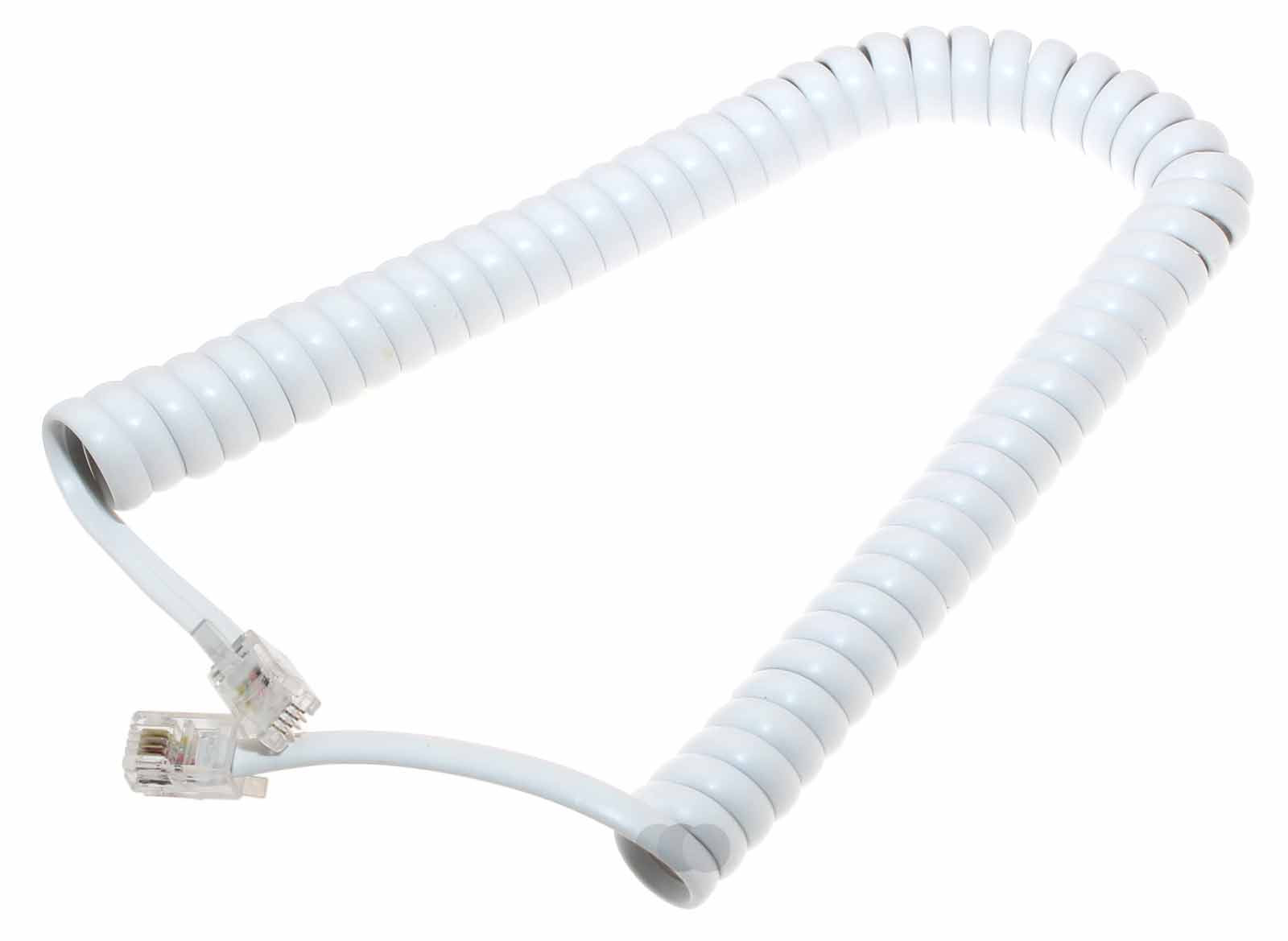 2m Telefonhörer Spiralkabel, RJ10-Stecker Western 4/4, weiss