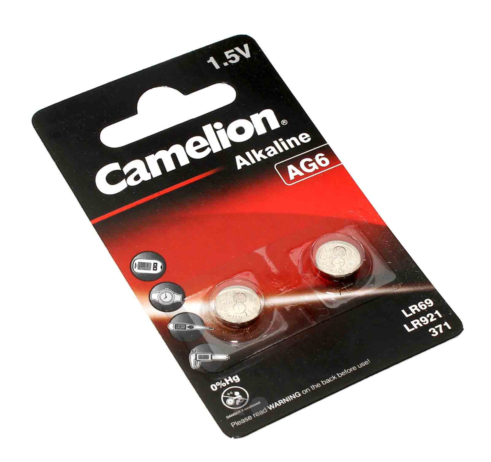 2x Camelion AG6 Alkaline Knopfzellen Batterien, LR69, LR921, L920, 1,5V, 30mAh