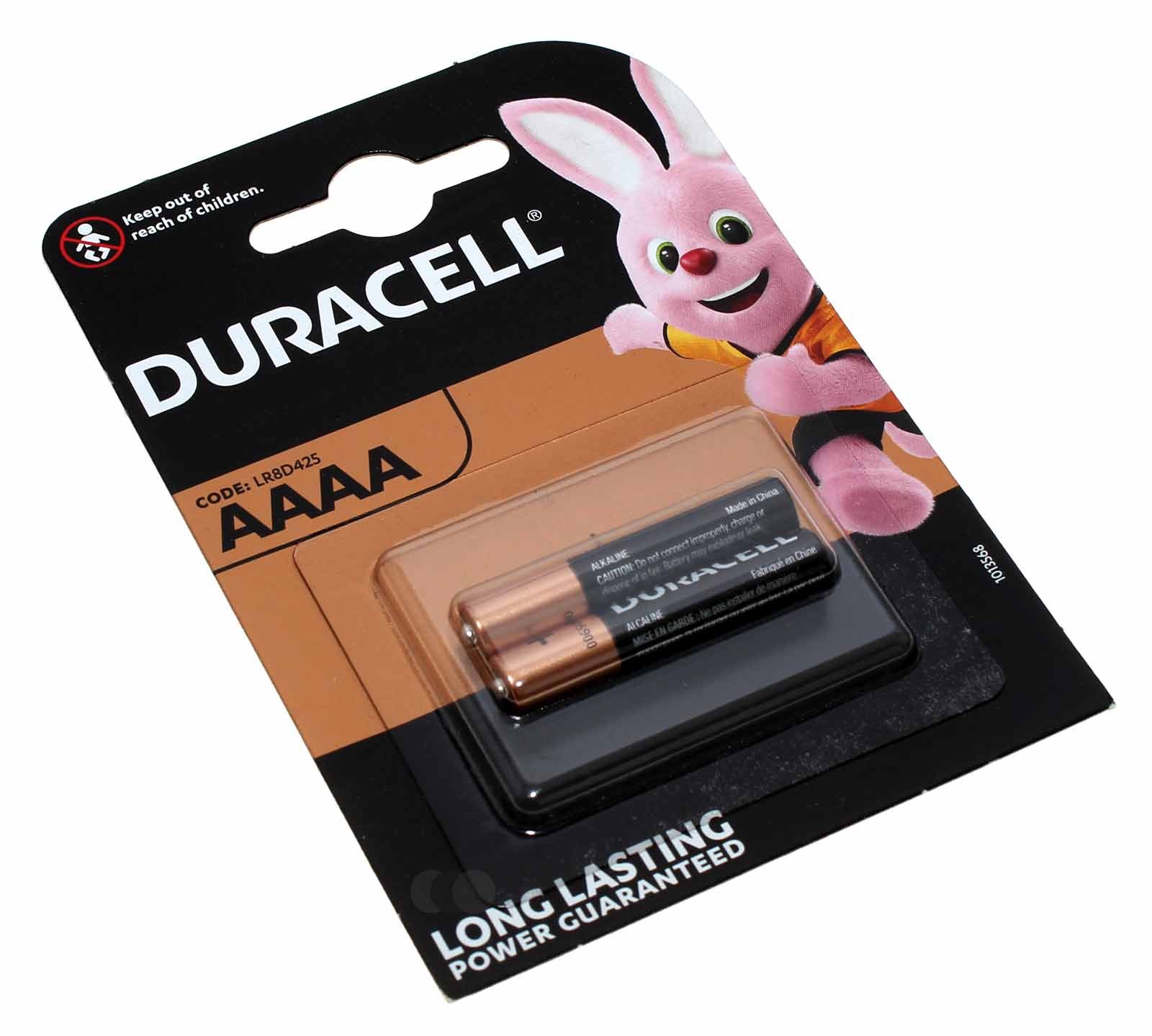 2er-Pack Duracell Ultra Alkaline Batterie, Typ AAAA, Mini, LR61 mit 1,5 Volt und 600mAh Kapazität, Teilenummer DUR041660