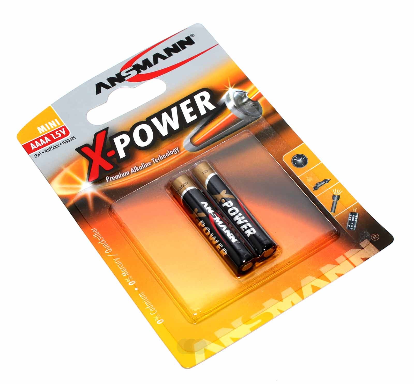 2er Pack Ansmann X-Power Alkaline Batterie AAAA Mini, LR61, MN2500, LR8D425, 1,5V